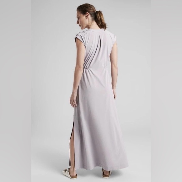 Athleta Mara Maxi Button Down Athleisure Travel Dress in wild raisin size large - Picture 13 of 16